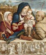 Amico Aspertini The Virgin and Child between Saint Helena and Saint Francis oil on canvas